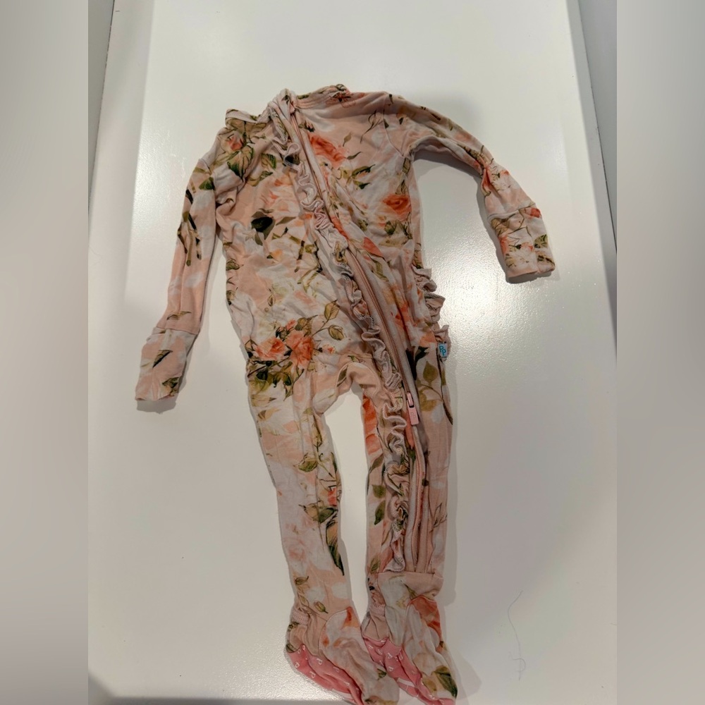 Posh peanut baby girls pink rose onesie